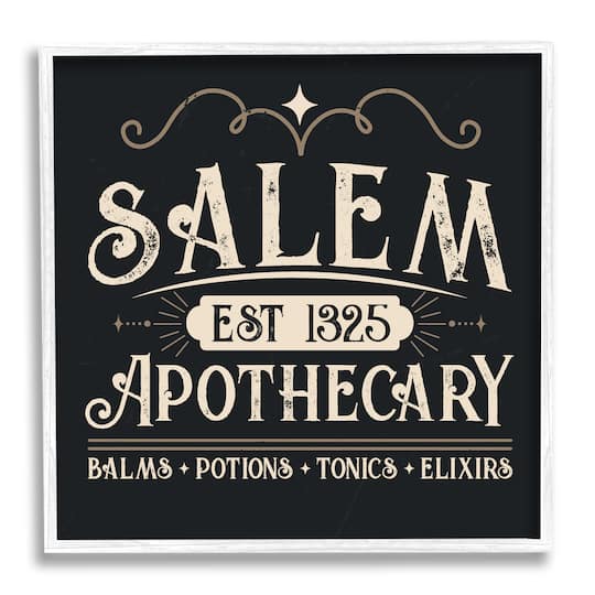Stupell Industries Salem Apothecary Vintage Witch Sign Square Framed Gicl&#xE9;e Wall Art
